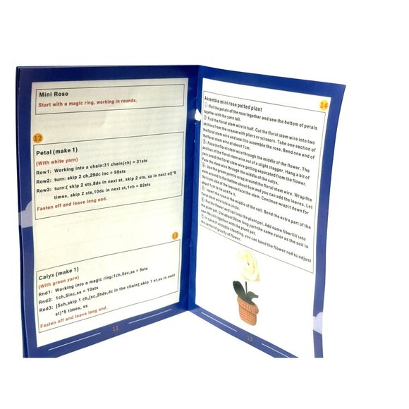 Crochet Kit For Beginners Mini Flower Pots Blue White Everything Included NEW - Picture 7 of 12